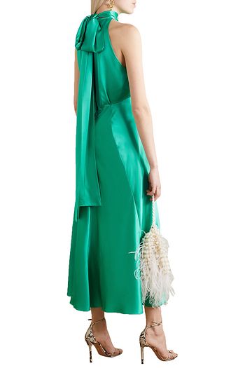 SALONI Michelle silk-satin halterneck midi dress
