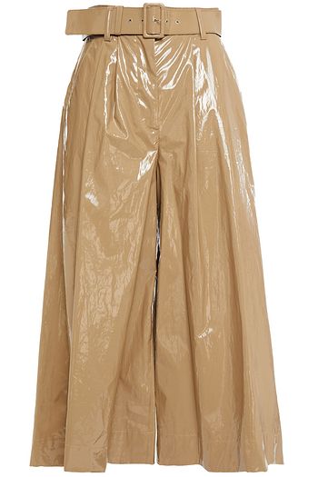 MSGM Belted cotton-blend vinyl culottes