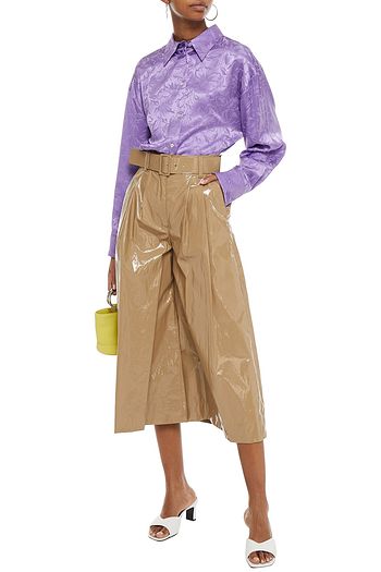 MSGM Belted cotton-blend vinyl culottes