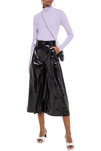 MSGM Belted cotton-blend vinyl culottes