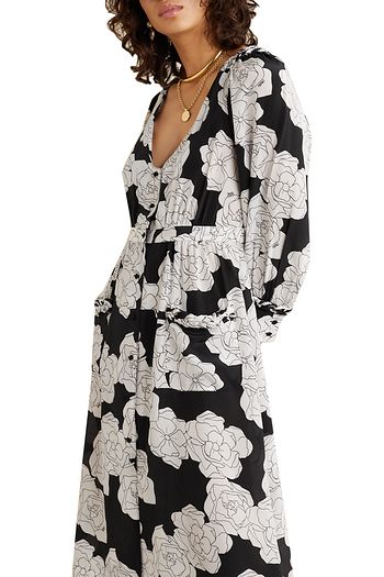 DYVNA Floral-print silk crepe de chine dress