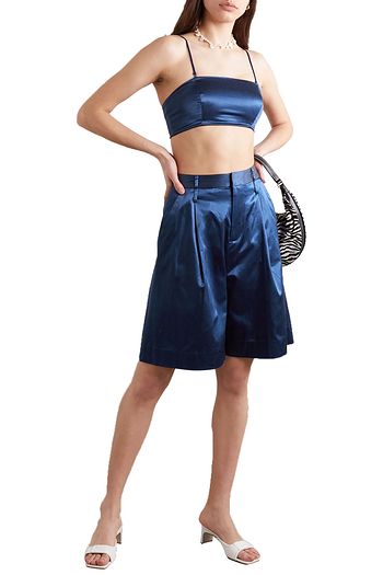 STAUD Noat cotton-blend sateen shorts