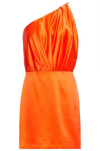 MICHELLE MASON One-shoulder pleated silk-charmeuse mini dress