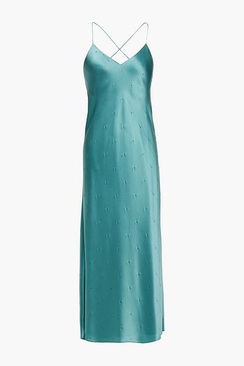 MICHELLE MASON Crystal-embellished silk-charmeuse midi dress