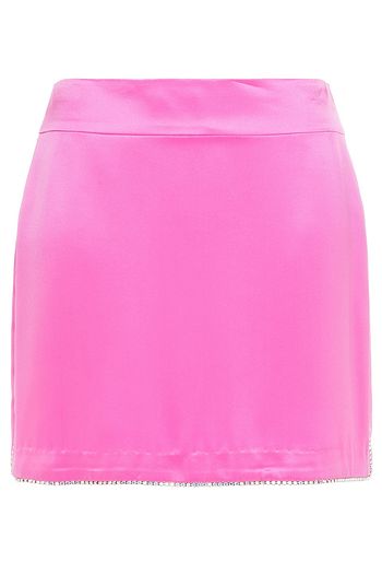 MICHELLE MASON Crystal-embellished silk-charmeuse mini skirt