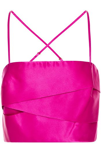 MICHELLE MASON Cropped pleated silk-charmeuse top