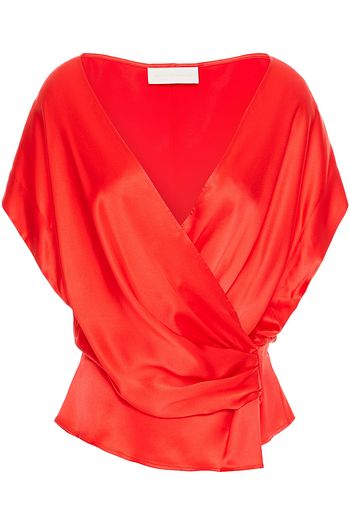 MICHELLE MASON Wrap-effect silk-charmeuse top