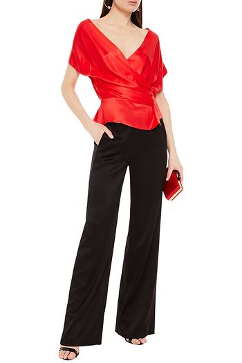 MICHELLE MASON Wrap-effect silk-charmeuse top