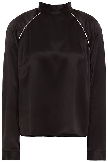MICHELLE MASON Crystal-embellished silk-charmeuse top