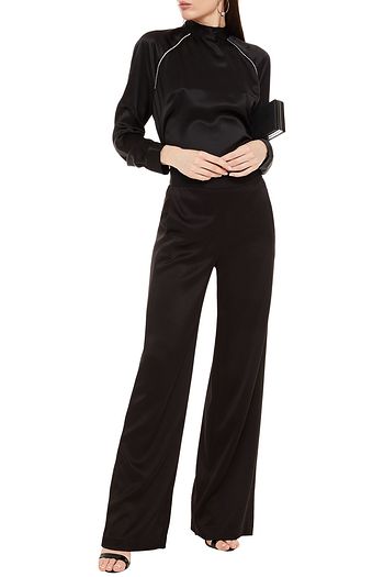 MICHELLE MASON Crystal-embellished silk-charmeuse top