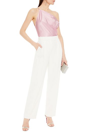 MICHELLE MASON Off-the-shoulder draped silk-charmeuse top