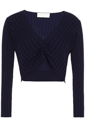 MICHELLE MASON Cropped cutout ribbed-knit top