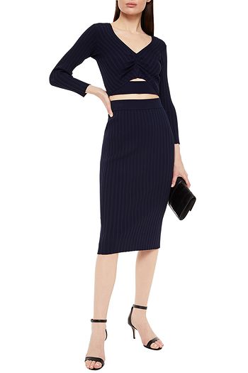 MICHELLE MASON Cropped cutout ribbed-knit top
