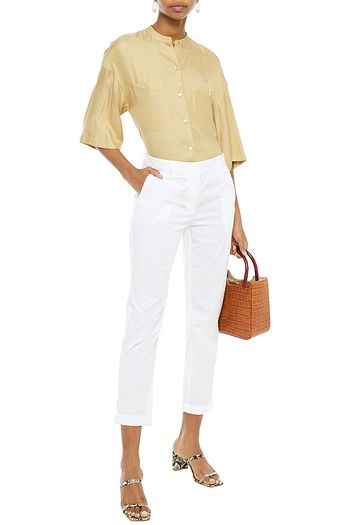 THEORY Cropped stretch-cotton twill slim-leg pants