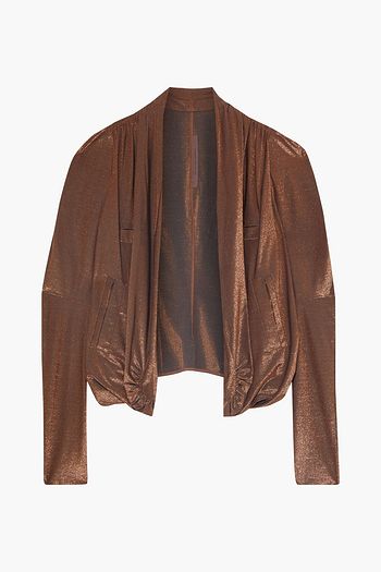 RICK OWENS LILIES Gathered metallic stretch-jersey jacket