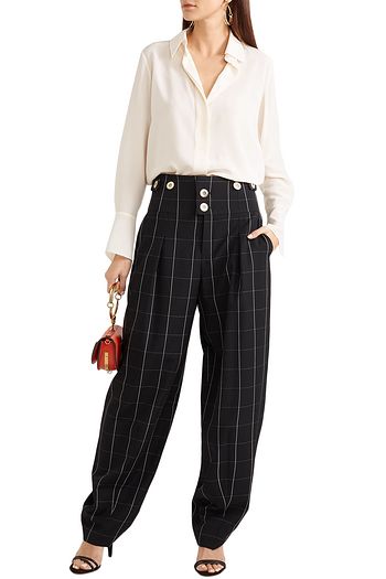 CHLOÉ Checked wool wide-leg pants
