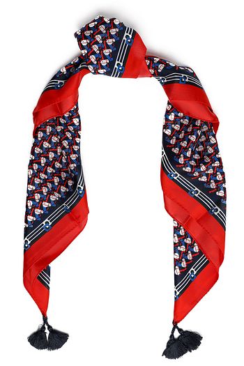 TORY BURCH Tasseled printed silk scarf