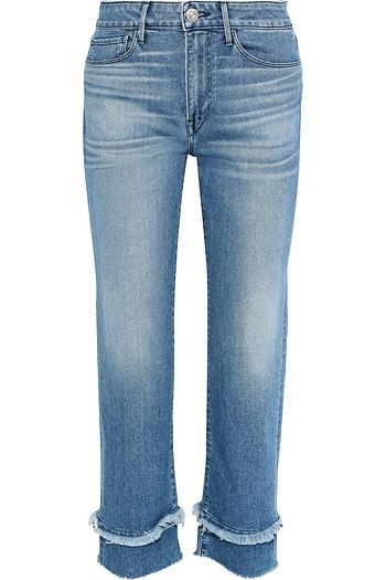 3X1 Petal Higher Ground frayed mid-rise straight-leg jeans