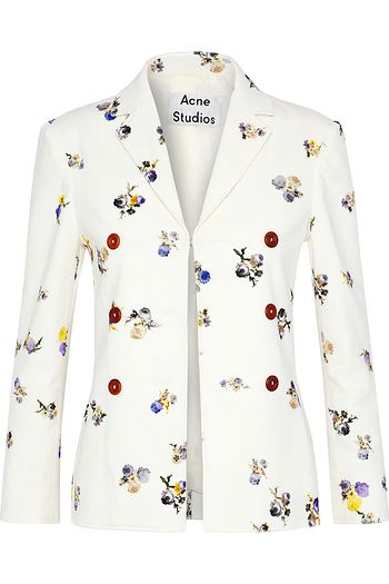 ACNE STUDIOS Jilva Blazer aus Baumwollcord mit floralem Print und Zierknöpfen