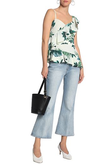 W118 BY WALTER BAKER Izzy asymmetric ruffled printed crepe top