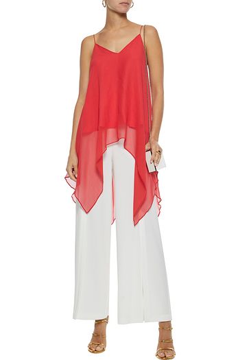 HAUTE HIPPIE Asymmetric draped silk-chiffon top