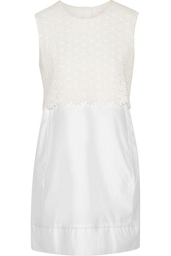 SEE BY CHLOÉ Guipure lace-paneled cotton-poplin mini dress
