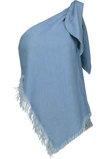 MARQUES' ALMEIDA One-shoulder frayed stretch-denim top