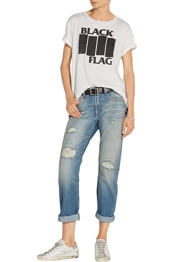 R13 Black Flag printed cotton and cashmere-blend jersey T-shirt