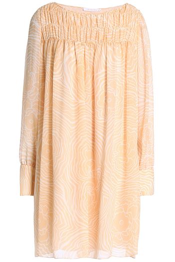 SEE BY CHLOÉ Belted ruched printed silk-chiffon mini dress