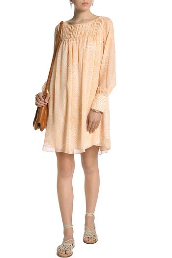 SEE BY CHLOÉ Belted ruched printed silk-chiffon mini dress