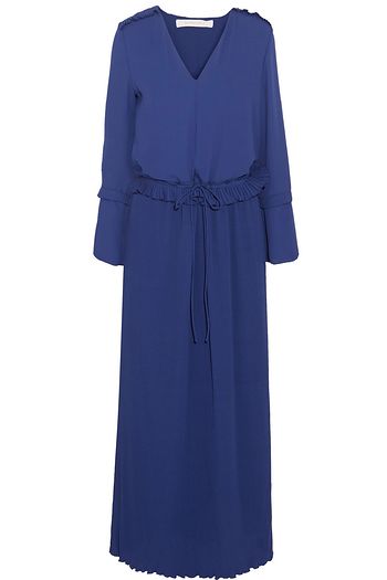 SEE BY CHLOÉ Plissé-paneled crepe de chine maxi dress