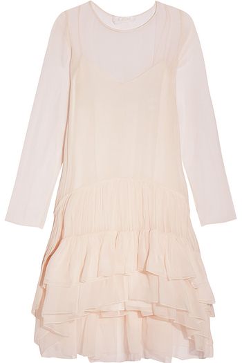 CHLOÉ Tiered ruffled silk-mousseline dress