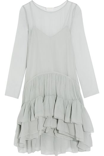 CHLOÉ Tiered ruffled silk-mousseline dress