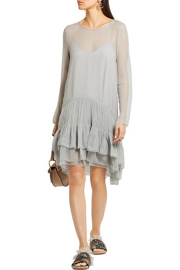 CHLOÉ Tiered ruffled silk-mousseline dress