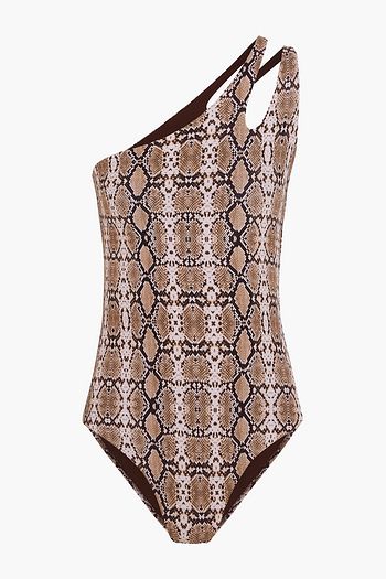 MELISSA ODABASH Jamaica one-shoulder snake-print swimsuit