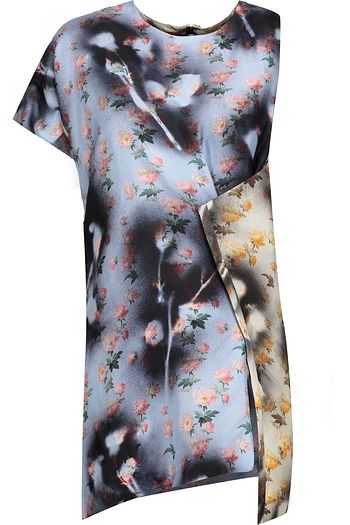 ACNE STUDIOS Oberteil aus glänzendem Seiden-Twill mit Wickeleffekt und Print