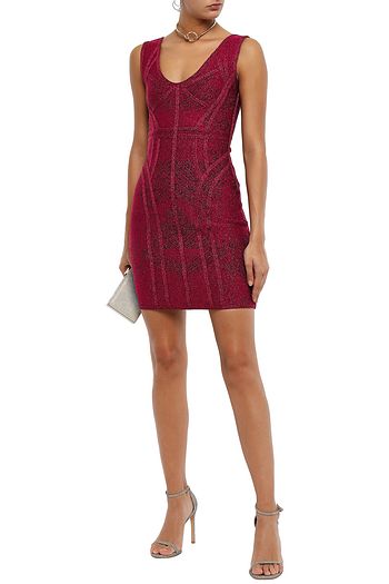 HERVÉ LÉGER Metallic bandage-jacquard mini dress