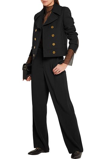 ALEXANDER MCQUEEN Double-breasted wool and silk-blend twill peacoat