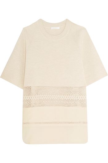 CHLOÉ Silk and crochet-paneled wool sweater