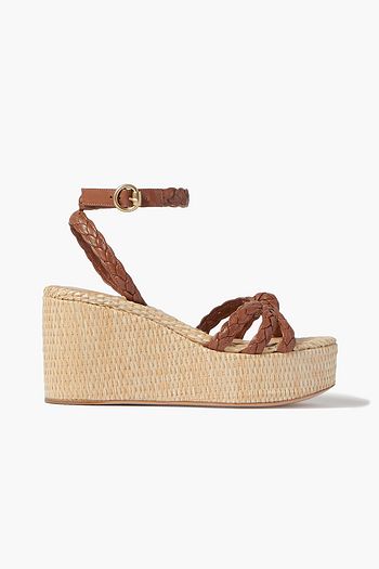 GIANVITO ROSSI 80 braided leather wedge sandals