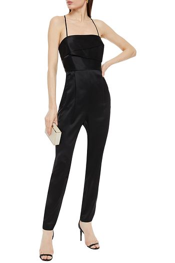 MICHELLE MASON Pleated silk-charmeuse jumpsuit