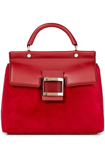 ROGER VIVIER Paneled leather and suede tote