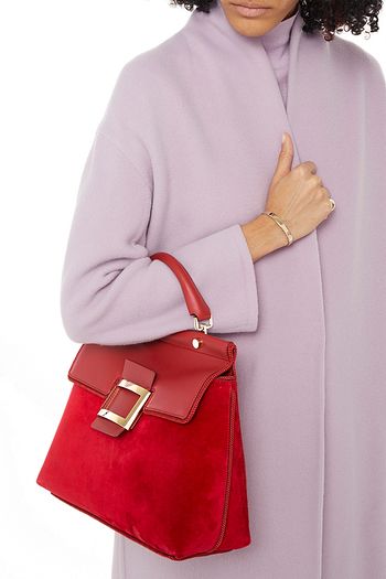 ROGER VIVIER Paneled leather and suede tote