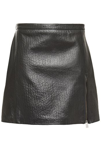 MUUBAA Zip-detailed croc-effect leather mini skirt