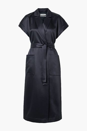CO Belted duchesse-satin wrap dress