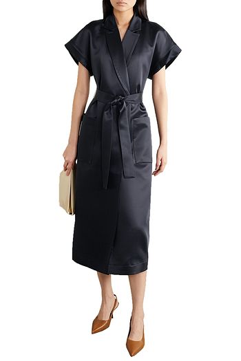 CO Belted duchesse-satin wrap dress