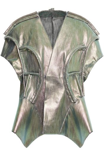 RICK OWENS Iridescent coated-denim peplum jacket