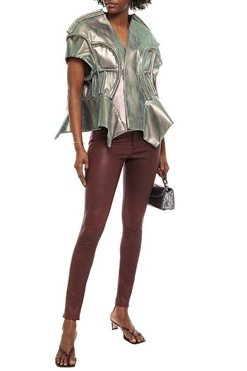 RICK OWENS Iridescent coated-denim peplum jacket