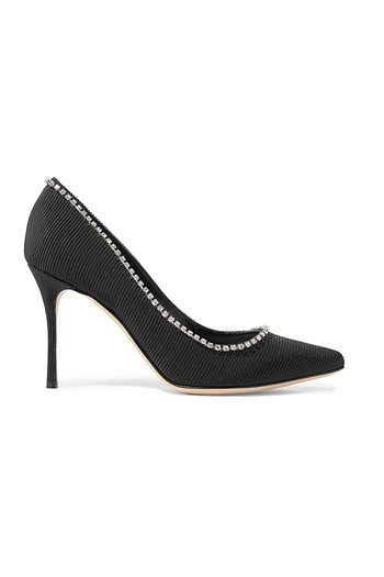 SERGIO ROSSI Crystal-embellished faille pumps