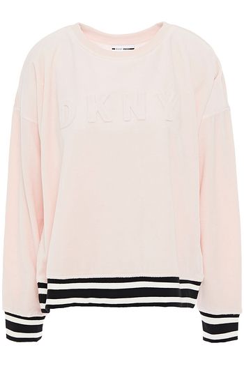 DKNY Embossed cotton-blend fleece sweatshirt